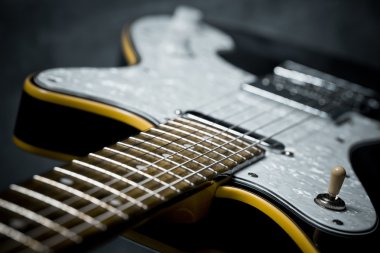 bir elektro gitar Ayrıntılar, yakın çekim