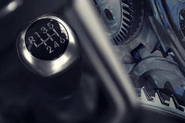 6 speed gearstick of a car — Stock Photo, Image