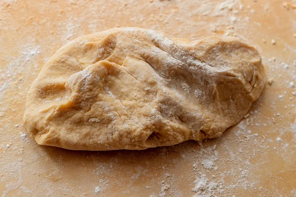 Handen Kneden Het Deeg Zelfgemaakte Pasta Bloem Eideeg Bereiding Van — Stockfoto