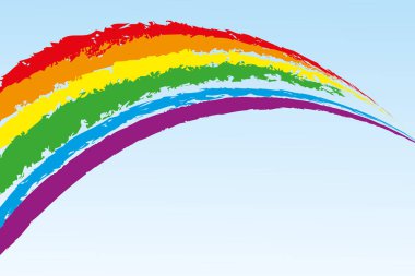 The graphic image of a rainbow on a blue background. After rain on a sunny day. LGBTQ symbol.