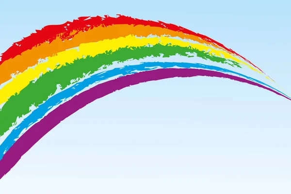 The graphic image of a rainbow on a blue background. After rain on a sunny day. LGBTQ symbol.