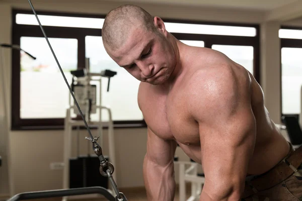 Kulturistika muži dělá Triceps cvičení v tělocvičně — Stock fotografie