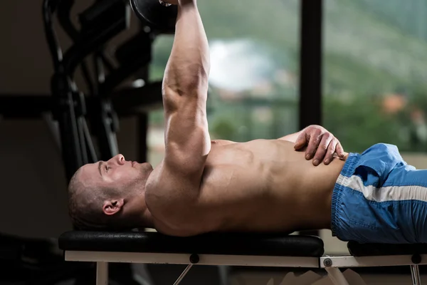 Triceps Exercising With Dumbbell — Stock Photo, Image