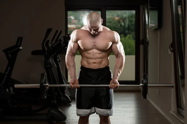 Biceps Exercício com Barbell — Fotografia de Stock