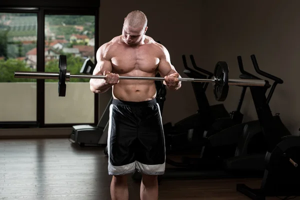 Biceps Exercício com Barbell — Fotografia de Stock