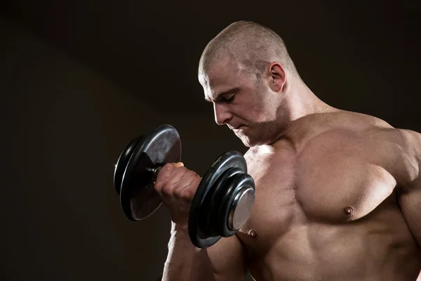 Biceps Exercise With Dumbbells — Stock Photo, Image