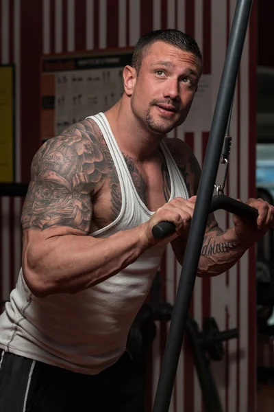 Triceps Exercise In Gym — Stock Photo, Image