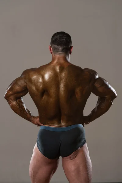 Physically Man Showing His Well Trained Back — Stock Photo, Image