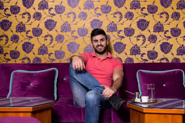 Man Drinking Coffee In The Cafe Bar — Stock Photo, Image