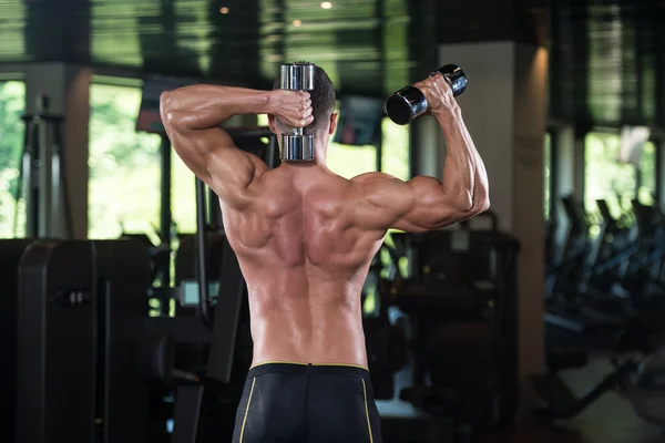 Portrait Of A Physically Fit Man With Dumbbells — Stock Photo, Image