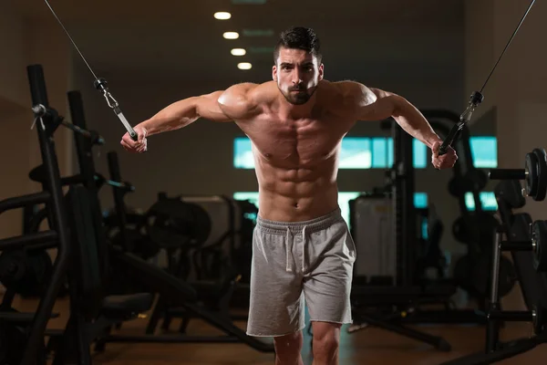 Chest Workout Cable Crossover — Stock Photo, Image