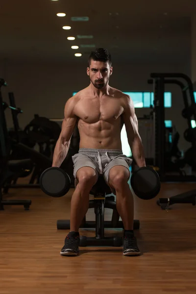 Biceps Exercise With Dumbbell — Stock Photo, Image