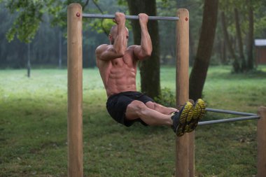 Chin Ups Workout In Park clipart