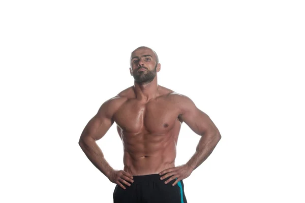 Portrait Of A Bodybuilder Posing Over White Background — Stock Photo, Image
