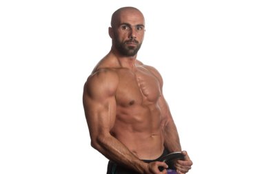 Su ısıtıcısı çan ile beyaz arka plan üzerinde egzersiz