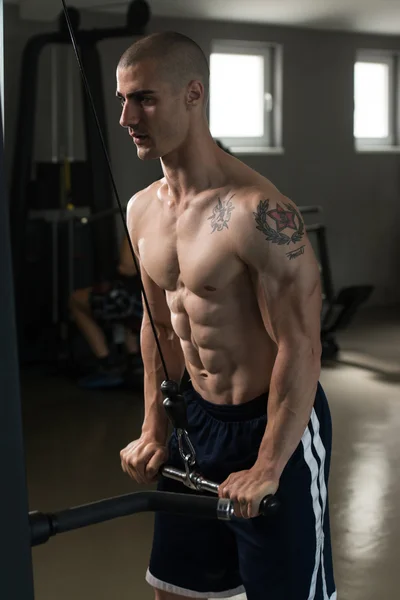 Bodybuilder Exercising Triceps — Stock Photo, Image