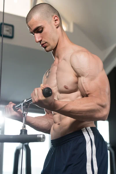 Muskularny mężczyzna ćwiczeń bicepsów — Zdjęcie stockowe