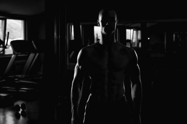 Bir Pmuscular adam portresi siluet