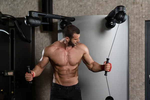 Chest Workout Cable Crossover — Stock Photo, Image