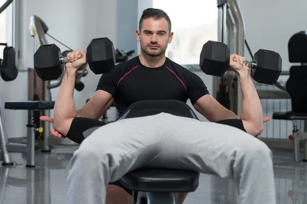 Personal Trainer Helping Man On Chest Exercise — Stock Photo, Image