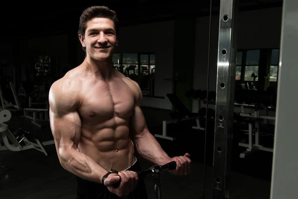 Biceps Exercise On Cable Machine — Stock Photo, Image