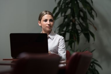 İş kadını dizüstü bilgisayar kullanıyor