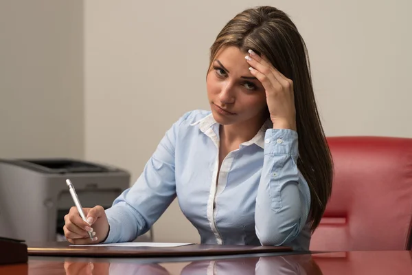Young Businesswoman Having Stress In The Office — Stock Photo, Image