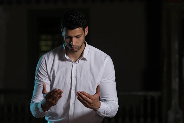 Adult Muslim Man Is Praying In The Mosque — Stock Photo, Image