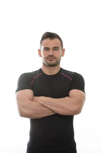 Muscular Man In Sports Outfit On White Background — Stock Photo, Image