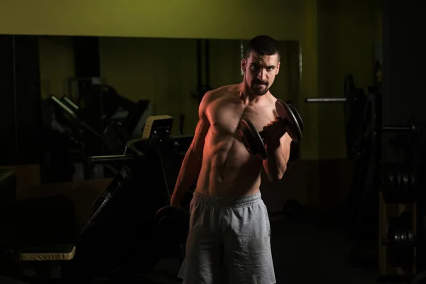 Bicepsz edzés edzőterem súlyzók — Stock Fotó