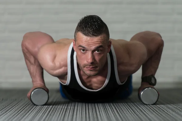 Pushups With Dumbbells — Stock Photo, Image