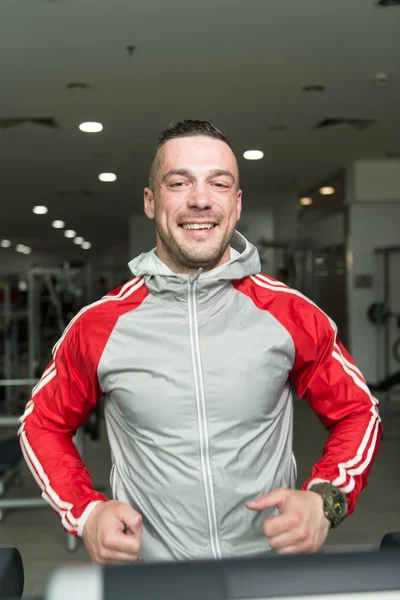 Fitness Man Running On Treadmill — Stock Photo, Image