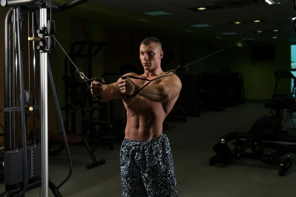 Chest Workout Cable Crossover — Stock Photo, Image