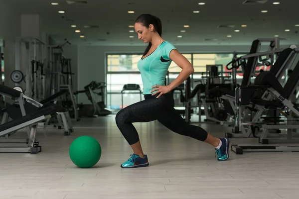 Stretching With Medicine Ball — Stock Photo, Image