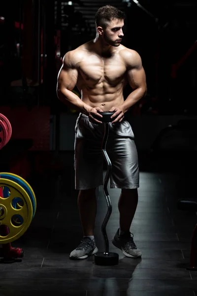 Resting Time Confident Muscled Young Man Resting Healthy Club Gym — Stock Photo, Image