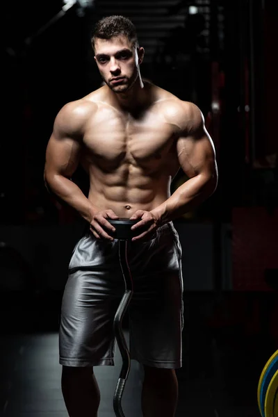 Young Muscular Men Resting Exercises Portrait Physically Fit Young Man — Stock Photo, Image