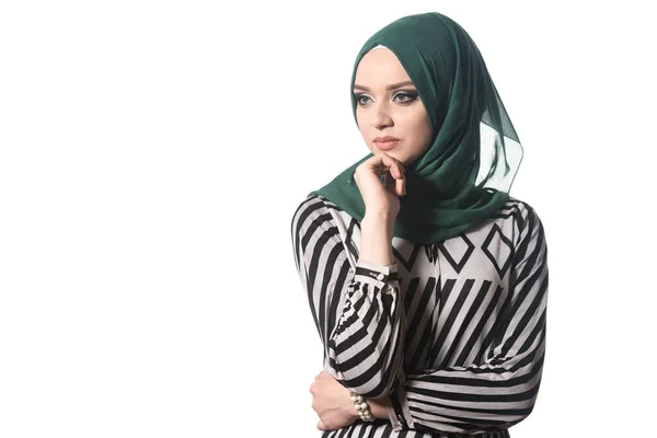 Portrait Young Muslim Woman Isolated White Background — Stock Photo, Image