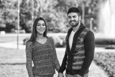 Portrait of a Beautiful Young Couple Relaxing in Park