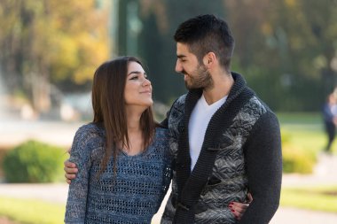 Portrait of a Beautiful Young Couple Relaxing in Park