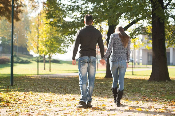 Couple Walking Forest Woods Autumn Stock Picture