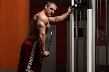 triceps için egzersiz yaparak sağlıklı genç adam