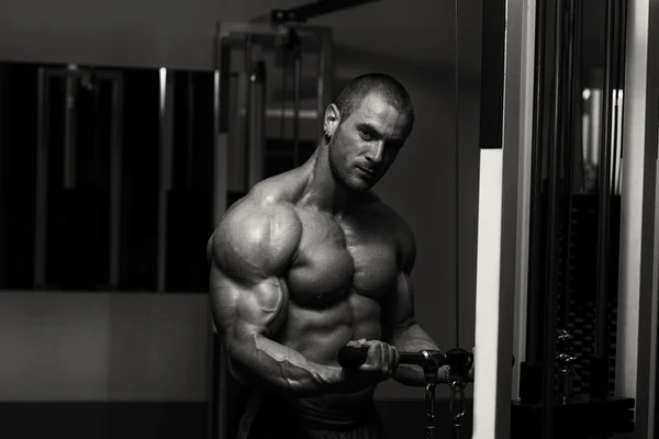 Healthy Young Man Doing Exercise For Biceps — Stock Photo, Image