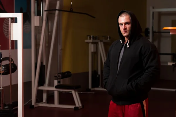 Portrait Of Caucasian Muscle Man In Hoody — Stock Photo, Image