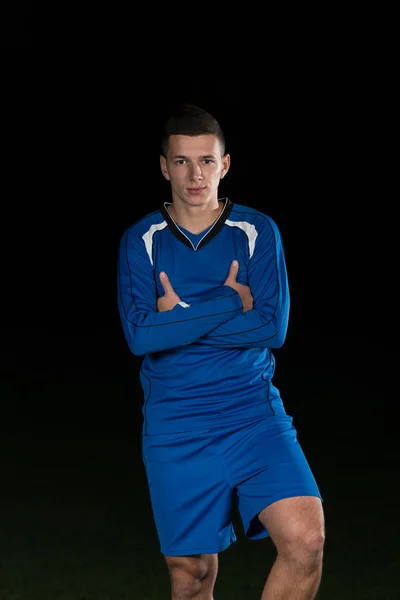 Jugador de fútbol de pie Retrato —  Fotos de Stock