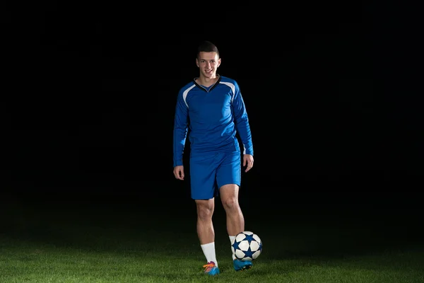 Portrait Of A Soccer Player And Ball — Stock Photo, Image