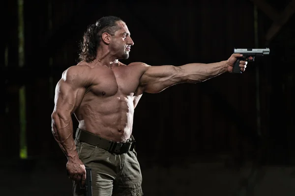 Soldier Aims A Gun — Stock Photo, Image