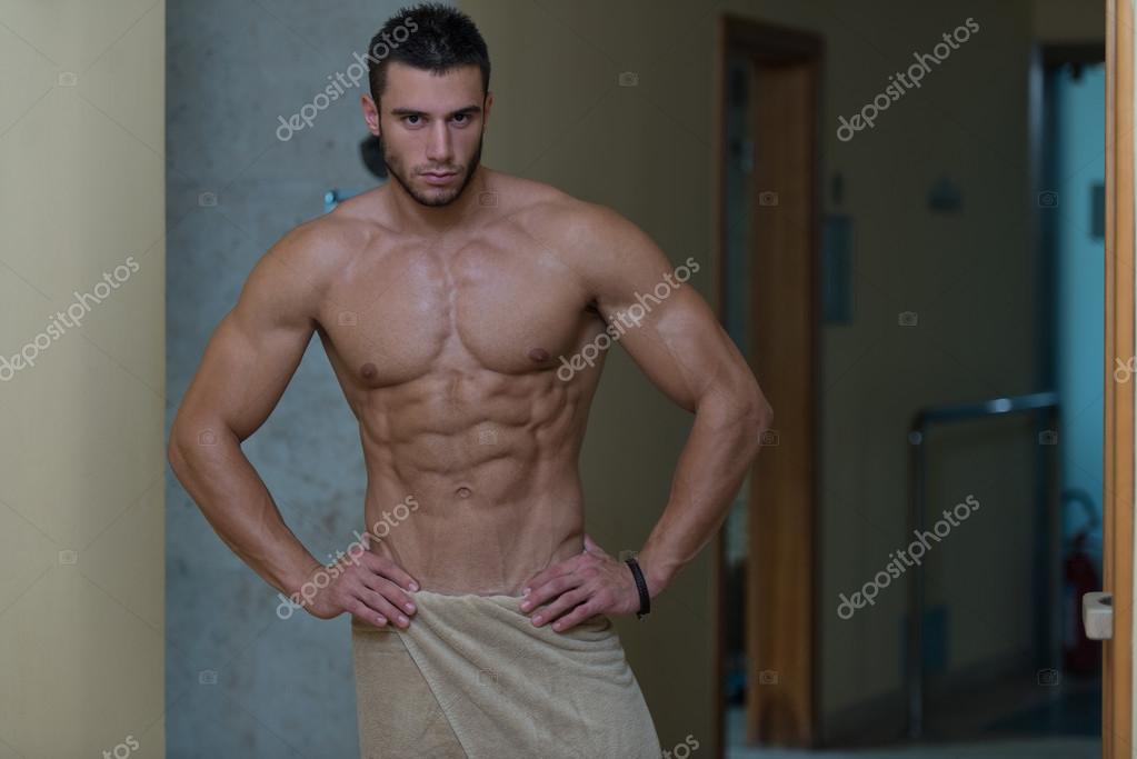 Beautiful Muscular Man After Bath — Stock Photo © ibrak 60178847