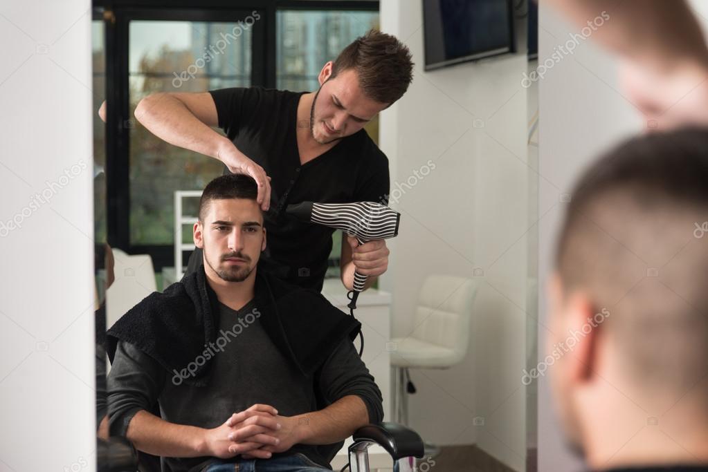 Hairdresser Blow Dry Man's Hair In Shop Stock Photo by ©ibrak 60892013 Hairdresser Blow Dry Man's Hair In Shop Stock Photo by ©ibrak 60892013