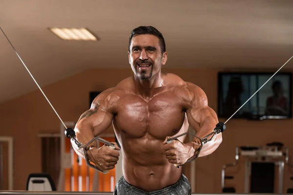 Bodybuilder Doing Exercise For Chest — Stock Photo, Image