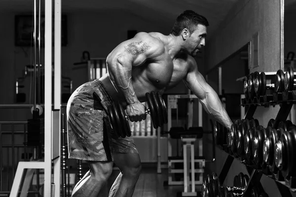 Bodybuilder Doing Heavy Weight Exercise For Back — Stock Photo, Image